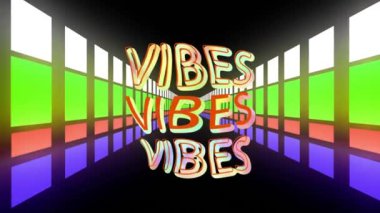 Renkli titreşimlerin animasyonu renkli kare ışıklar tünelinde çarpıtılıyor. Retro, sosyal ağ, bağlantı, dijital arayüz ve iletişim, dijital olarak oluşturulmuş video.