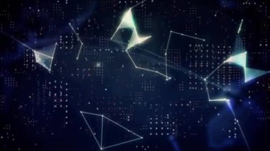 Dünya üzerindeki ışık yollarının animasyonu ve siyah arkaplanda bağlantılar. Küresel teknoloji, bilgisayar ve dijital arayüz kavramı dijital olarak oluşturulmuş video.