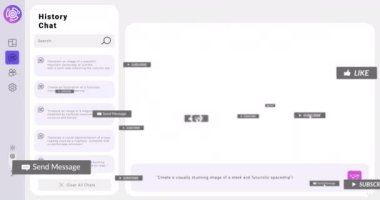 ai chat 'te medya simgelerinin canlandırılması. Sosyal medya ve dijital arayüz konsepti dijital olarak oluşturulmuş video.