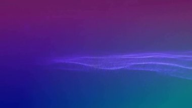 Mor şekillerin ve mavi arkaplandaki lekelerin animasyonu. Teknoloji, şablon ve dijital arayüz kavramı dijital olarak oluşturulmuş video.