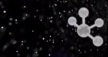 Moleküllerin üzerindeki DNA iplikçiklerinin animasyonu. Teknoloji, bilim ve dijital arayüz kavramı dijital olarak oluşturulmuş video.