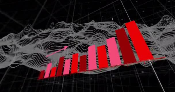 Анимация Статистики Обработки Финансовых Данных Черном Фоне Мировые Финансы Бизнес — стоковое видео