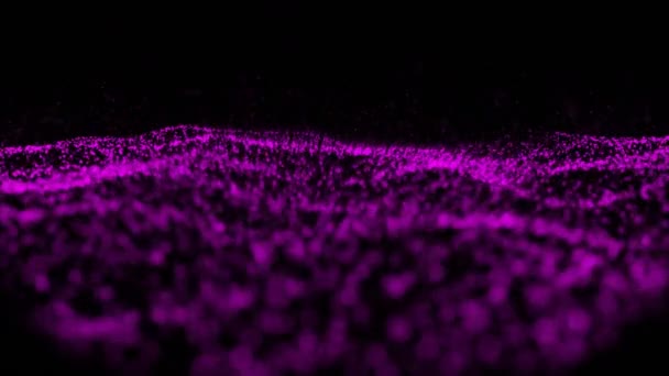 Анимация Перламутровой Розовой Волны Движущейся Черном Фоне Коннекция Обработка Сеть — стоковое видео