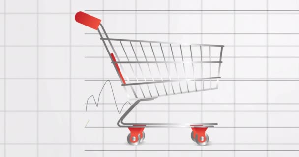 Animation Diagrams Data Processing Shopping Cart Technology Digital Interface Concept — Stock Video