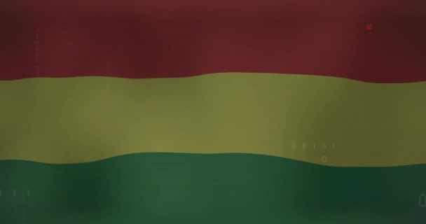 Κινούμενο Σχέδιο Σημαίας Της Bolivia Πάνω Από Την Επεξεργασία Δεδομένων — Αρχείο Βίντεο