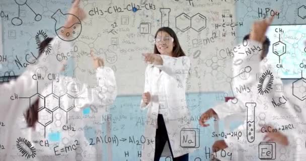 Animering Vetenskapliga Data Bearbetning Över Olika Studenter Laboratorium Artificiell Intelligens — Stockvideo