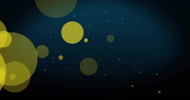Animacja Żółtych Plam Świetlnych Nad Białymi Cząstkami Ciemnoniebieskim Tle Połączenie — Wideo stockowe