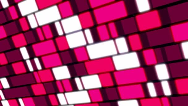 黒い背景にピンク 茶色の長方形のライトタイルを点滅させるアニメーション データ デジタルインターフェース デジタル生成されたビデオ — ストック動画