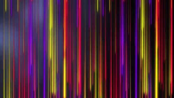 Animație Trasee Luminoase Colorate Verticale Fundal Negru Conexiune Date Prelucrare — Videoclip de stoc