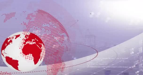Animación Globos Giratorios Procesamiento Datos Sobre Formas Tecnología Global Negocio — Vídeos de Stock