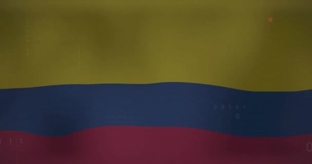 Animação Processamento Dados Financeiros Sobre Pavilhão Colômbia Conceito Global Negócios — Vídeo de Stock