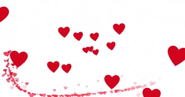 Animace Červených Srdcí Bílém Pozadí Láska Tvary Koncept Pozadí Digitálně — Stock video