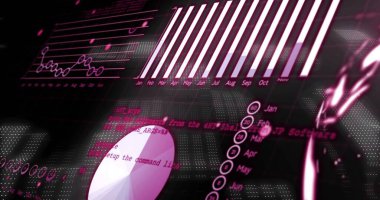 Finansal veri işleme ve siyah arkaplan üzerinde ikili kodlama. Küresel finans, iş, bağlantılar, hesaplama ve veri işleme kavramı dijital olarak oluşturuldu.