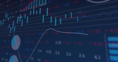 Siyah arkaplanda hareket eden sütunların üzerindeki veri işleme resmi. küresel teknoloji, sosyal medya ve dijital arayüz kavramı dijital olarak oluşturulmuş görüntü.