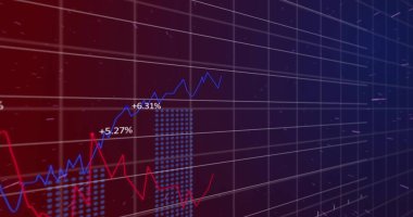 İstatistik ve finansal veri işleme resimleri. Küresel bağlantılar, dijital arayüz, hesaplama ve veri işleme kavramı dijital olarak oluşturuldu.