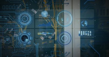 Küre ve bağlantı ağlı metin görüntüsü. Dijital arayüz teknolojisi ve ağ konsepti dijital olarak oluşturuldu.