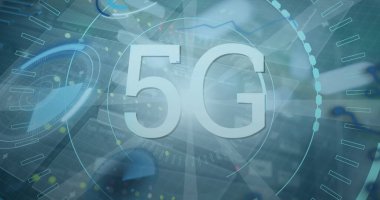 Image of statistics and data processing on grey background. Global business finance and connections concept digitally generated image.