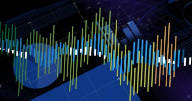 Şebeke üzerinde istatistik ve finansal veri işleme resimleri. küresel iş, finans ve veri işleme kavramı dijital olarak oluşturulmuş görüntü.