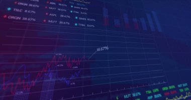 Şehir manzarası üzerinde veri işleme resmi. küresel iş ve dijital arayüz kavramı dijital olarak oluşturulmuş görüntü.