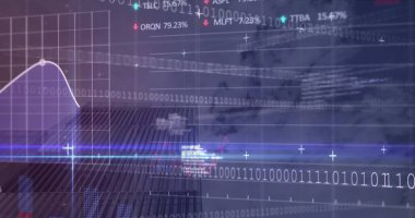 Bulutların üzerinde işlenen veri görüntüsü. Küresel iş ve dijital arayüz kavramı dijital olarak oluşturulmuş görüntü.