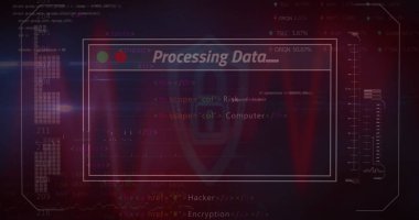 Siyah arkaplan üzerinde veri işleme resmi. küresel iş ve dijital arayüz kavramı dijital olarak oluşturulmuş görüntü.