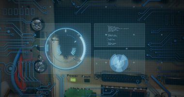 Küre ve bağlantı ağlı metin görüntüsü. Dijital arayüz teknolojisi ve ağ konsepti dijital olarak oluşturuldu.