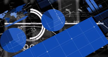 Izgara üzerinde istatistik ve veri işleme resmi. Küresel iş bağlantıları dijital arayüz ve ağ konsepti dijital olarak oluşturulmuş görüntü.