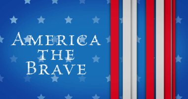 Amerika 'nın görüntüsü mavi arkaplandaki yıldız ve çizgilerin üzerindeki cesur metin. Bağımsızlık günü, vatanseverlik ve dijital olarak üretilen görüntü konsepti.