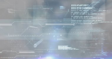 Sunucu odasında veri işleme resmi. Küresel bağlantılar ve veri işleme kavramı dijital olarak oluşturulmuş resim.