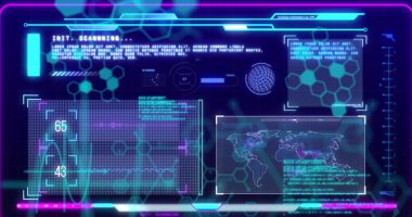 Siyah arkaplandaki veri işleme üzerindeki kimyasal formülün resmi. Küresel bilim, bilgisayar ve dijital arayüz kavramı dijital olarak oluşturulmuş görüntü.