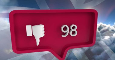 Konuşma balonunda ABD bayrağı olan farklı bir simge görüntüsü. küresel sosyal medya ve iletişim konsepti dijital olarak oluşturulmuş görüntü.