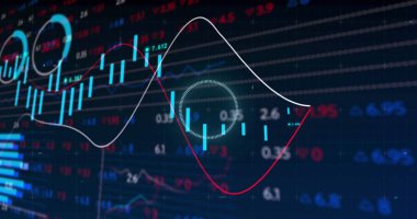 Siyah arkaplan üzerinde veri işleme resmi. küresel iş ve dijital arayüz kavramı dijital olarak oluşturulmuş görüntü.
