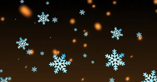 Digital Snowflakes Lights Moving Black Background Composite Light Decoration Lens — Stock Photo, Image