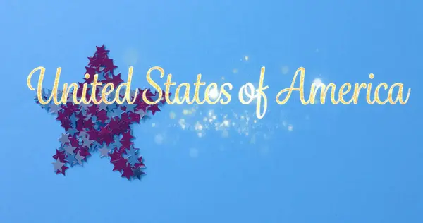 Image United States America Text Star Blue Background American Independence — Stock Photo, Image