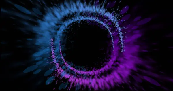 Immagine Percorsi Luminosi Colorati Macchie Che Formano Cerchi Sfondo Nero — Foto Stock