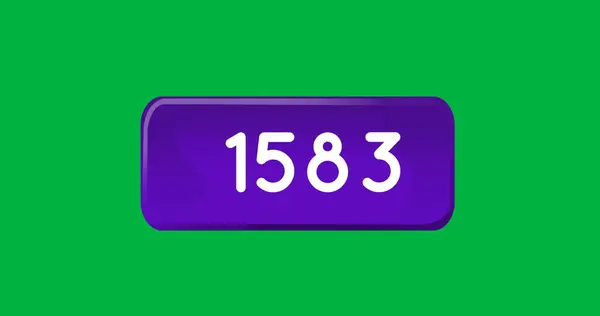 Immagine Digitale Numeri Una Scatola Viola Sfondo Verde — Foto Stock