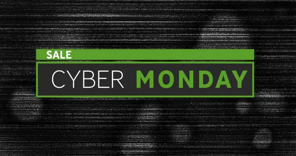 Image Sale Cyber Monday Text Black Green Banner Distressed Black — Stock Photo, Image