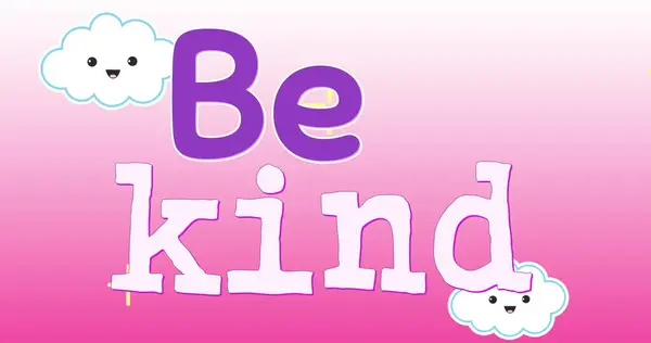 Digital Image Text Children Reads Kind Background Pink Sky Smiling — Stock Photo, Image