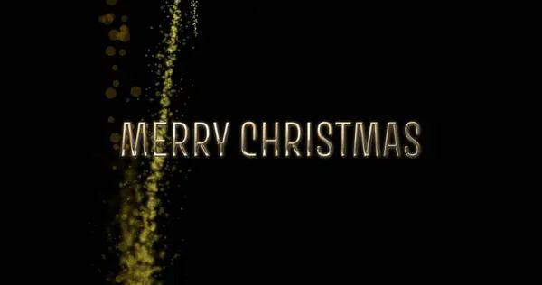 Afbeelding Van Vrolijke Kersttekst Lichtspoor Zwarte Achtergrond Kerst Traditie Viering — Stockfoto