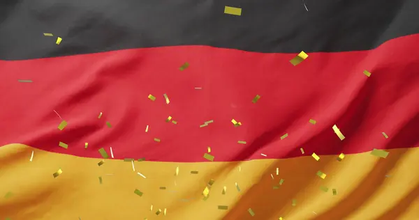 Bild Von Konfetti Über Der Deutschland Fahne Globaler Patriotismus Feier — Stockfoto