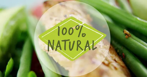 Bild 100 Procent Naturlig Text Över Färska Grönsaker Vegansk Mat — Stockfoto