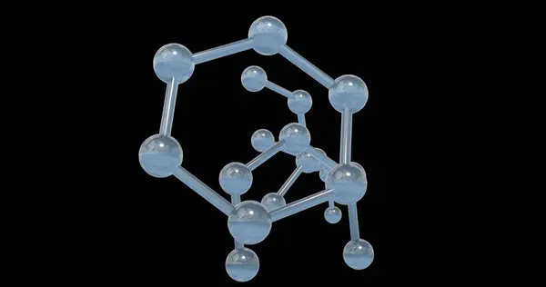 Image Micro Network Molecules Black Background Global Science Connections Computing — Stock Photo, Image