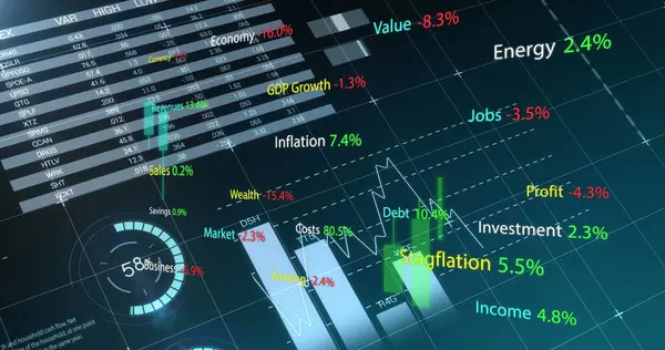 Imagem Processamento Dados Financeiros Estatísticas Conceito Global Negócios Finanças Computação — Fotografia de Stock