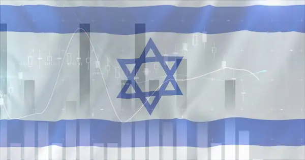 Image Financial Data Processing Flag Israel Palestine Israel Conflict Finance — Stock Photo, Image