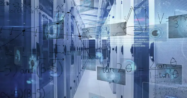 Imagem Processamento Dados Sobre Sala Servidor Conceito Global Tecnologia Interface — Fotografia de Stock