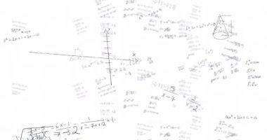 Matematiksel veri işleme animasyonu beyaz arkaplan üzerinde. Dijital olarak oluşturulmuş küresel bağlantılar, hesaplama ve veri işleme kavramı.