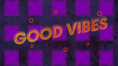 Renkli şekiller üzerinde iyi titreşimlerin animasyonu. Sosyal medya, teknoloji ve dijital arayüz kavramı dijital olarak oluşturulmuş video.