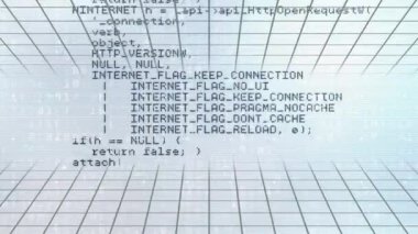 Beyaz arka planda veri işleme animasyonu. Teknoloji ve dijital arayüz kavramı dijital olarak oluşturuldu.