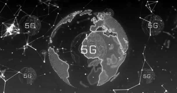 Animation Von Globen Mit Über Ein Netzwerk Von Verbindungen Auf — Stockvideo