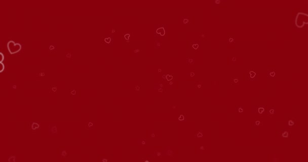 Animación Corazones Rosados Multiplicándose Sobre Corazones Contorno Sobre Fondo Rojo — Vídeos de Stock